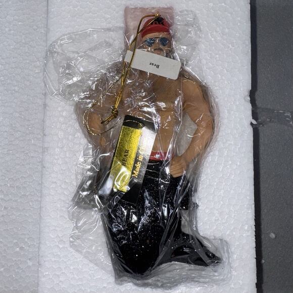 December Diamonds Bear Merman Ornament 2016 Red Cap Black Tail Retired - Picture 5 of 16